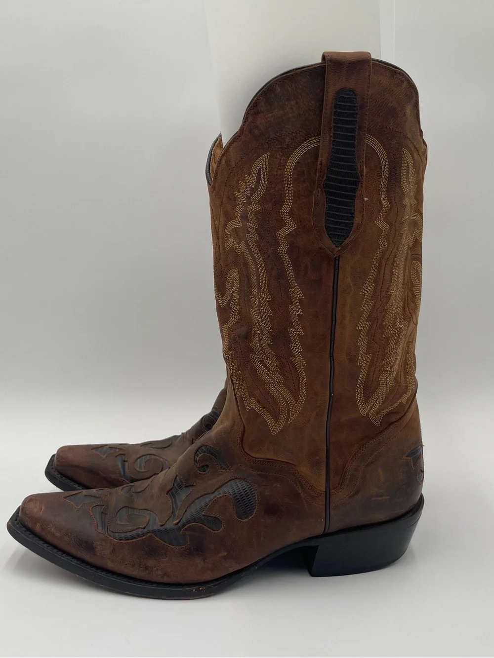 JB Dillon Mens Genuine Brown Goat Leather Western Boots Size 10D JBM2213 - Picture 2 of 14